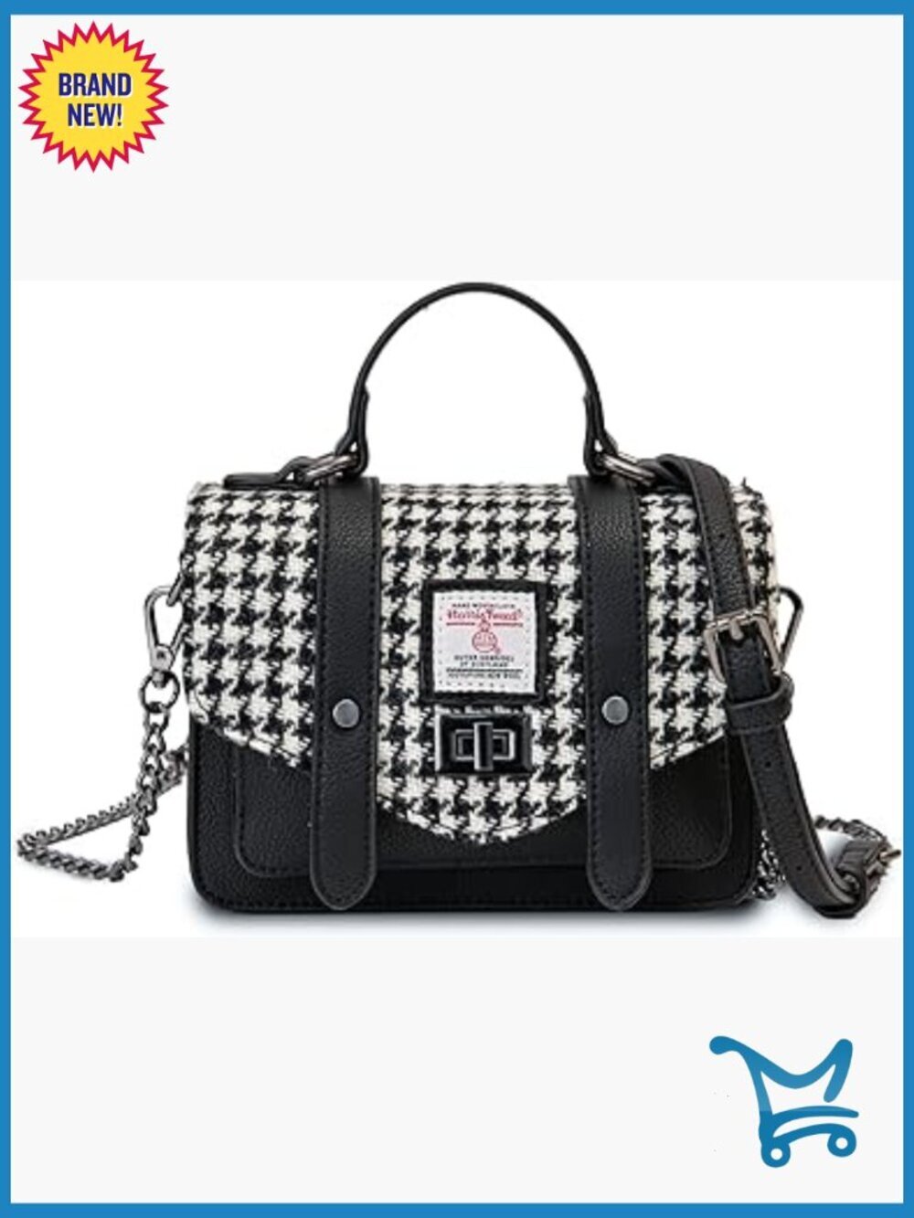 Mini Harris Tweed Satchel Shoulder Bag with Twist Lock Closure